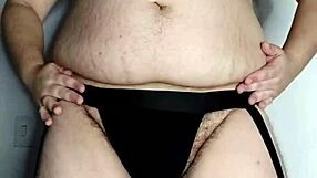 Gordo gay shows off chubby tits and big ass in masturbation and anal sex