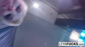 Blonde Babe Leya Falcon Showers in the Tub, Using the Shower Head on Her Big Ass and Tits