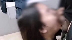 Horny filipina fucks at gas station and eats cum