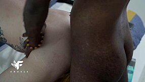 Submissive interracial orgasm with tattooed gay amateurs