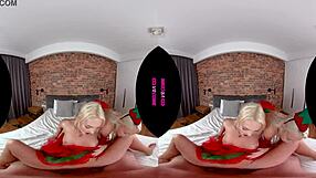 two blonde elves in vrconk bent over for 3some missionary fingering group christmas riding masturbation