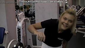 i watch my sexy blonde gf do sports and give blowjob in the gym