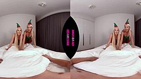 two blonde elves in vrconk bent over for 3some missionary fingering group christmas riding masturbation