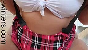 Sexy naughty teacher showing handsfree cum tricks! 😜