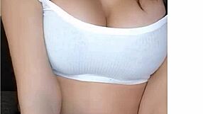 Liloo enjoys caressing her big tits