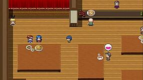 while i work, my friends tease the guy who likes big tits