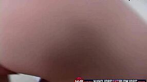 Juliann boldly tugs cock while teasing in ripped lingerie