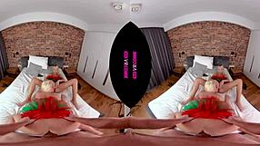 two blonde elves in vrconk bent over for 3some missionary fingering group christmas riding masturbation