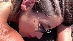 Hot French brunette meets a massive black cock for intense action