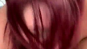 the chubby white girl gives a long, sloppy blowjob