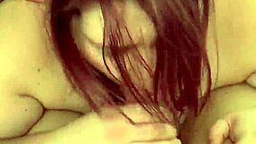 the chubby white girl gives a long, sloppy blowjob