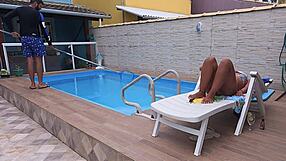 Husband at work, pool cleaner arrives