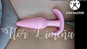 Peruvian Babe Intensely Toys Her Ass Alone at Work with Dildo