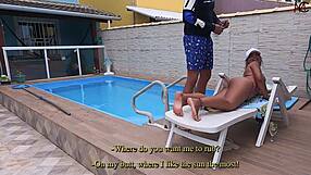 Husband at work, pool cleaner arrives