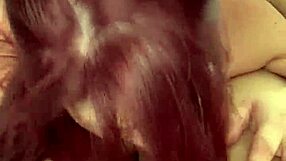 the chubby white girl gives a long, sloppy blowjob