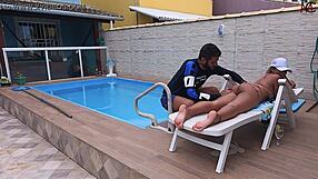 Husband at work, pool cleaner arrives