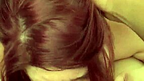 the chubby white girl gives a long, sloppy blowjob