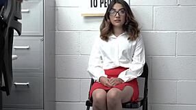 Brunette Shoplifter Callie Jacobs Feels Shame While Fucked by Pervy Officer. Deepthroat Adds to Humiliation