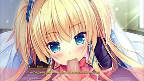 ditzy demons blowjob me in hentai game.