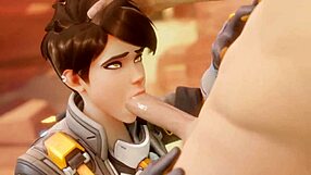 tracer pays off a bet with her mouth