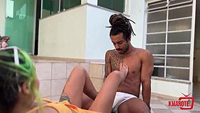 Driving The Boy Crazy With Footjob Licks And Sucking His Muscular Body!