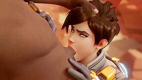 tracer pays off a bet with her mouth