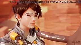 tracer pays off a bet with her mouth