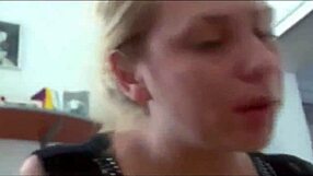 Chubby Blonde Wife Gives Amazing Blowjob with Fat Lips for Cumshot