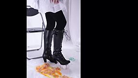 Fetish Boot Crushing Food on Ass and Shoes