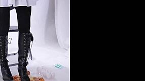 Fetish Boot Crushing Food on Ass and Shoes