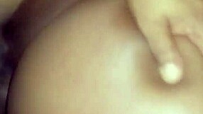 Ebony beauty with a big ass gets a deep creampie in her tight pussy from daddy