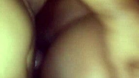 Ebony beauty with a big ass gets a deep creampie in her tight pussy from daddy