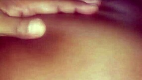 Ebony beauty with a big ass gets a deep creampie in her tight pussy from daddy