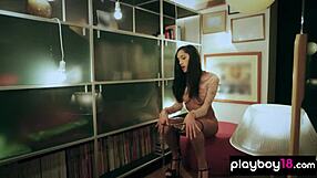 classy brunette slim babe masturbating in sexy lingerie