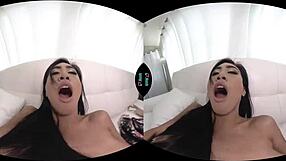 Ember Snow toys her tight pussy in solo reality