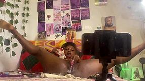 i bent over in doggystyle and fingered my pussy with a dildo while watching myself in the mirror