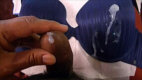 Jerking Off And Cumming On Blue 38D Bra!