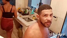 In the kitchen where passion ignited with ebony brunette Myllena Rios