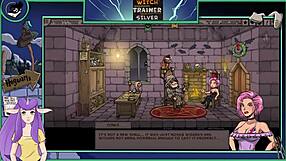 The witch trainer reveals her big tits and ass in this sexy hentai scene.