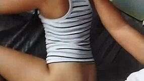 hermosa putita sucks cock in my workshop, bends over for doggystyle, cums on big tits