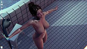 Watch that big tits babe bathing in the shower!