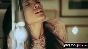 classy brunette slim babe masturbating in sexy lingerie