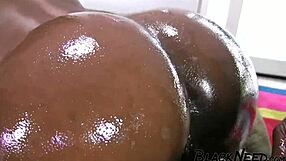 Watch the ebony student get fucked hard by big black cock without condom.