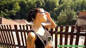 euro slut in glasses gets facial 💦