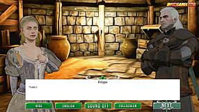 in the game, the witch grants a fuck wish with blowjob and sex