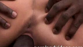 Interracial Threesome Workers Fuck DP Skinny Whore