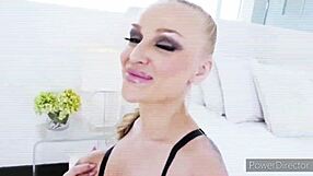 Blonde milf Kayla Green gives blowjob to cock with music playing.