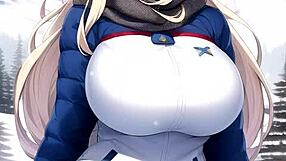 Skiing girls navigate snowy mountains in ai art compilation