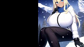 Skiing girls navigate snowy mountains in ai art compilation