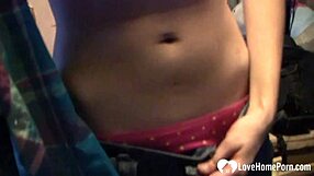 cute babe toys her shaved pussy for fun solo